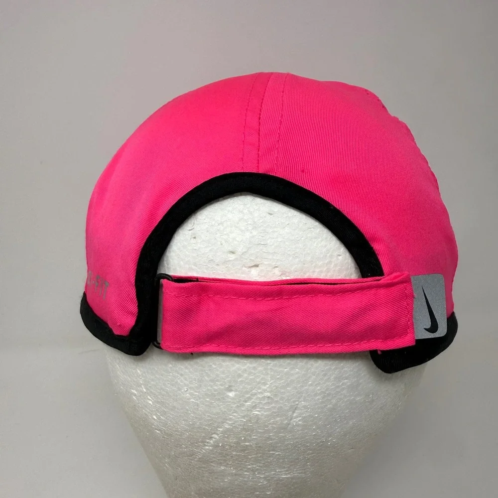 Nike Featherlight Dri-FIT Running Hat Pink Black Youth 4/6X Adjustable Cap